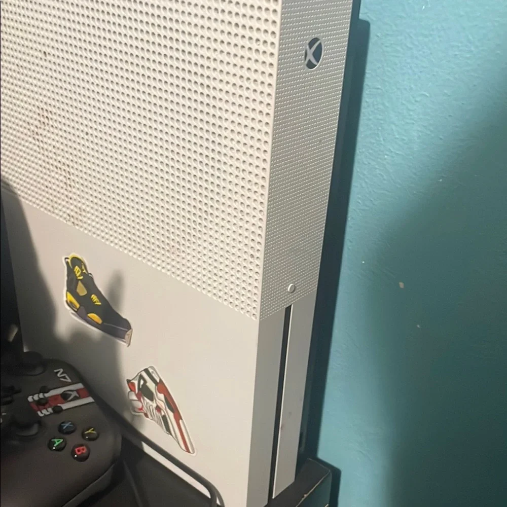White and Black One S Console with Controller